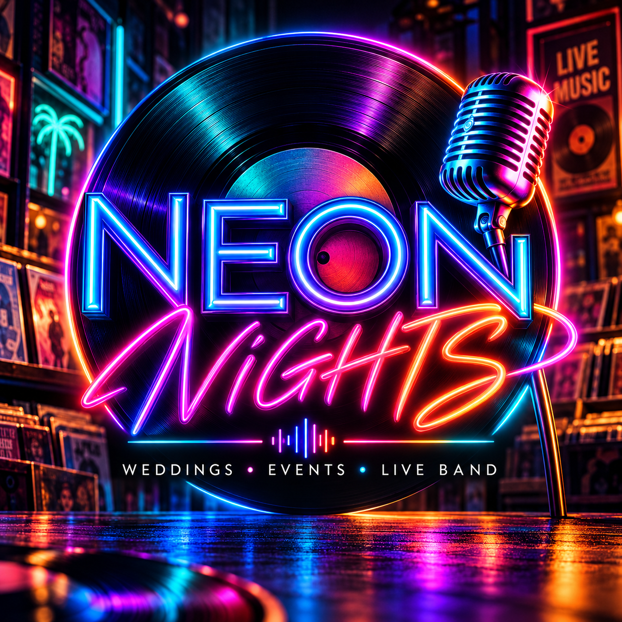 Neon Nights wedding and event band neon logo
